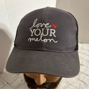 LOVE YOUR MELON TRUCKER UNISEX GREY WITH BLACK MESH SNAPBACK CAP O/S